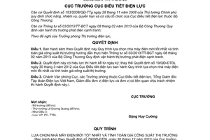 Quyết định 79/QĐ-ĐTĐL năm 2013 lựa chọn nhà máy điện mới tốt nhất tính giá công suất thị trường