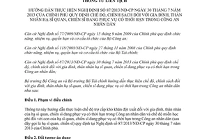 Thông tư liên tịch 14/2013/TTLT-BCA-BTC hướng dẫn 87/2013/NĐ-CP chính sách thân nhân hạ sĩ quan