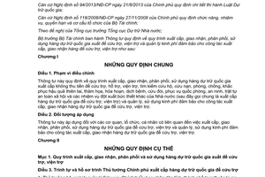 Thông tư 211/2013/TT-BTC quy trình xuất cấp dự trữ quốc gia cứu trợ viện trợ