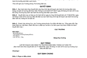 Quyết định 77/QĐ-ĐTĐL năm 2013 Quy trình vận hành thị trường điện năm tháng tuần tới