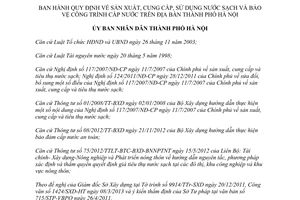 Quyết định 69/2013/QĐ-UBND sản xuất sử dụng nước sạch bảo vệ công trình cấp nước Hà Nội