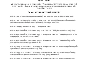 Quyết định 70/2013/QĐ-UBND phân công phân cấp lập thẩm định quy hoạch xây dựng Bình Thuận