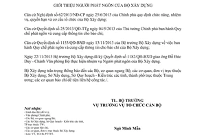 Thông báo 489/TB-BXD năm 2013 giới thiệu người phát ngôn của Bộ Xây dựng