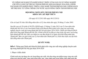 Nghị quyết 25/2013/NQ-HĐND khuyến khích phát triển vùng sản xuất nông nghiệp Hà Nội 2014 2020