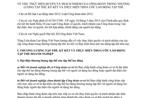 Hướng dẫn 1840/HD-TLĐ 2013 quyền trách nhiệm công đoàn về thương lượng ký kết thực hiện Thỏa ước lao động tập thể