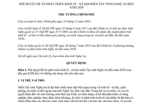Quyết định 2355/QĐ-TTg năm 2013 Đề án phát triển kinh tế xã hội miền Tây Nghệ An 2020