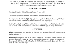 Quyết định 2354/QĐ-TTg năm 2013 danh sách Hội đồng Tư vấn tài chính tiền tệ quốc gia