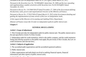 Circular No. 183/2013/TT-BTC on independent audit for public interest unit