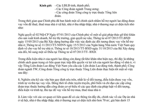 Hướng dẫn 1832/HD-TLĐ 2013 chính sách người lao động vay vốn thuê mua nhà ở xã hội thương mại