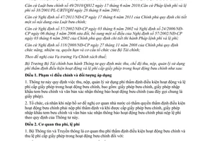 Thông tư 185/2013/TT-BTC mức thu sử dụng phí thẩm định bưu chính