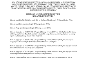 Nghị quyết 143/2013/NQ-HĐND sửa đổi 16/2009/NQ-HĐND cán bộ không chuyên trách xã Đồng Tháp