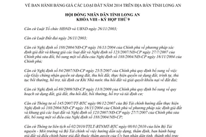 Nghị quyết 118/2013/NQ-HĐND bảng giá đất 2014 Long An