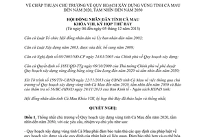 Nghị quyết 09/NQ-HĐND chấp thuận Quy hoạch xây dựng vùng Cà Mau 2020 2050