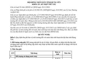 Nghị quyết 17/2013/NQ-HĐND thu phí bảo vệ môi trường nước thải sinh hoạt Hưng Yên