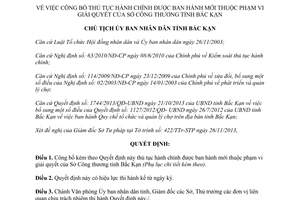 Quyết định 2192/QĐ-UBND 2013 công bố thủ tục hành chính mới Sở Công thương Bắc Kạn