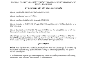 Quyết định 54/2013/QĐ-UBND phân cấp quản lý nhà nước rừng đất lâm nghiệp Quảng Ngãi