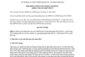 Nghị quyết 84/2013/NQ-HĐND nhiệm vụ phát triển kinh tế xã hội 2014 Lâm Đồng