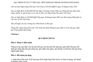 Thông tư 28/2013/TT-NHNN xử lý tiền giả tiền nghi giả trong ngân hàng