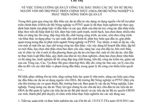 Chỉ thị 4339/CT-BNN-XD 2013 quản lý đấu thầu dự án sử dụng nguồn hỗ trợ phát triển chính thức (ODA)