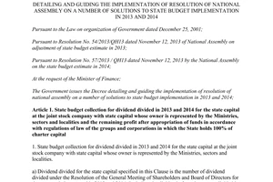 Decree No. 204/2013/ND-CP guiding Resolution of National Assembly state budget implementation 2013 2014