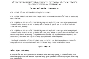 Quyết định 59/2013/QĐ-UBND chức năng nhiệm vụ quyền hạn cơ cấu tổ chức Chi Cục kiểm lâm Long An