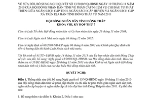 Nghị quyết 136/2013/NQ-HĐND sửa đổi 13/NQ-HĐND phân cấp nhiệm vụ chi đầu tư phát triển Đồng Tháp