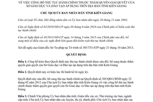 Quyết định 2846/QĐ-UBND năm 2013 thủ tục hành chính Sở Giáo dục Đào tạo Kiên Giang