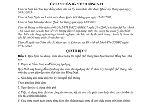 Quyết định 71/2013/QĐ-UBND nội dung mức chi kỳ thi nghề phổ thông Đồng Nai