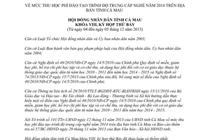 Nghị quyết 14/2013/NQ-HĐND học phí đào tạo trình độ trung cấp nghề 2014 Cà Mau
