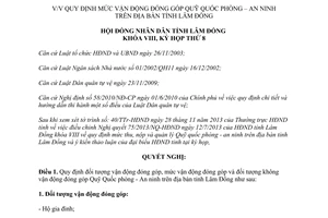 Nghị quyết 90/2013/NQ-HĐND mức đóng góp Quỹ Quốc phòng an ninh Lâm Đồng