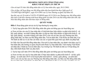 Nghị quyết 83/NQ-HĐND 2013 hoạt động giám sát Hội đồng nhân dân Vĩnh Long 2014