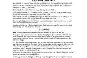 Nghị quyết 14/2013/NQ-HĐND dự toán ngân sách phương án phân bổ ngân sách Bến Tre 2014