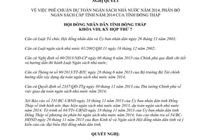 Nghị quyết 132/2013/NQ-HĐND phê chuẩn dự toán phân bổ ngân sách cấp tỉnh 2014 Đồng Tháp