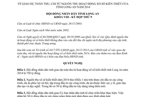 Nghị quyết 121/2013/NQ-HĐND giao dự toán từ nguồn thu hoạt động xổ số kiến thiết Long An