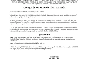 Quyết định 4366/QĐ-UBND năm 2013 09/2013/QĐ-TTg chuẩn tiếp cận pháp luật người dân Thanh Hóa