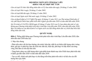 Nghị quyết 21/2013/NQ-HĐND Chương trình phát triển nhà Bạc Liêu đến 2020 tầm nhìn 2030