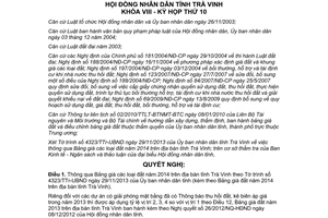 Nghị quyết 17/2013/NQ-HĐND Bảng giá đất 2014 Trà Vinh