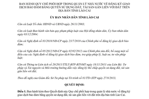 Quyết định 48/2013/QĐ-UBND phối hợp quản lý nhà nước đăng ký giao dịch bảo đảm Lào Cai