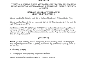 Nghị quyết 20/2013/NQ-HĐND hỗ trợ nghỉ việc thai sản mai táng phí người hoạt động không chuyên trách Trà Vinh