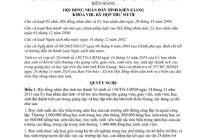 Nghị quyết số 57/2013/NQ-HĐND hỗ trợ tiền thưởng giảng viên giáo viên sinh viên học sinh Kiên Giang