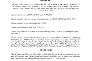 Nghị quyết 23/2013/NQ-HĐND nhiệm vụ giải pháp bảo vệ nước ngọt 2013 2020 Hải Phòng