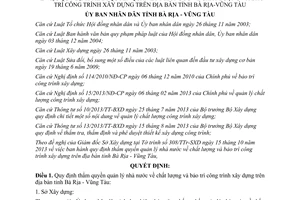 Quyết định 48/2013/QĐ-UBND quản lý nhà nước bảo trì công trình xây dựng Bà Rịa Vũng Tàu