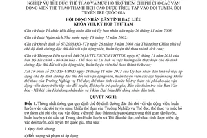 Nghị quyết 25/2013/NQ-HĐND dinh dưỡng hỗ trợ chi phí vận động viên huấn luyện viên thể thao Bạc Liêu