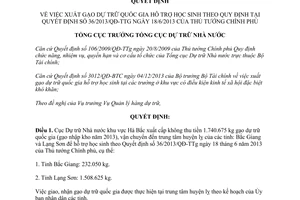 Quyết định 774/QĐ-TCDT 2013 xuất gạo dự trữ quốc gia hỗ trợ học sinh theo 36/2013/QĐ-TTg