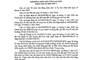 Nghị quyết 88/2013/NQ-HĐND phê chuẩn giá đất 2014 Lai Châu