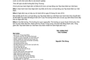 Nghị định 205/2013/NĐ-CP Điều lệ tổ chức hoạt động tập đoàn Điện lực Việt Nam