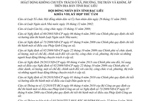 Nghị quyết 26/2013/NQ-HĐND quy định người hoạt động không chuyên trách xã khóm ấp Bạc Liêu