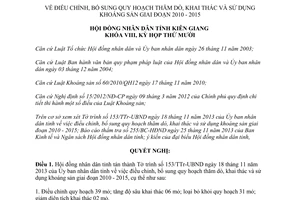 Nghị quyết 48/2013/NQ-HĐND quy hoạch thăm dò khai thác sử dụng khoáng sản Kiên Giang