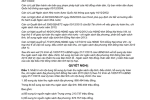 Nghị quyết 95/2013/NQ-HĐND bổ sung thu ngân sách cấp tỉnh chi ngân sách địa phương Đồng Nai