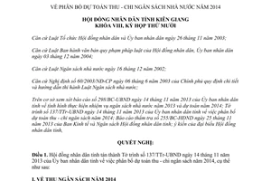Nghị quyết 34/2013/NQ-HĐND phân bổ dự toán thu chi ngân sách năm 2014 Kiên Giang